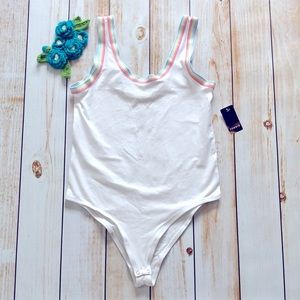 Torrid women’s white and rainbow tank top bodysuit